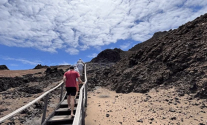Escada de madeira da Ilha Bartolomé.