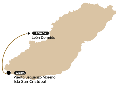 Mapa mostrando a rota para Kicker Rock na Ilha Cristobal.