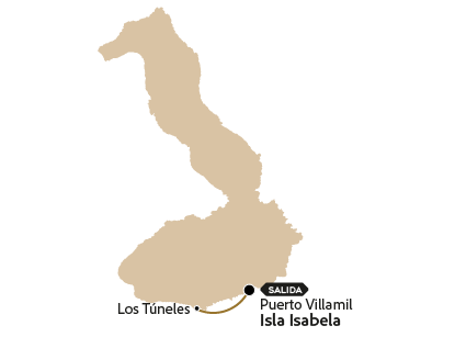 Mapa com a rota da excursão a Los Túneles de Isabela.