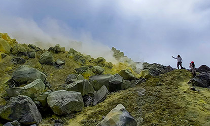 Minas de enxofre Vulcão Sierra Negra Ilha Isabela Galápagos.